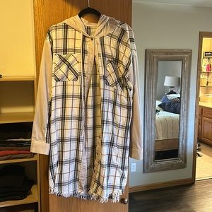 Oversized plaid hoodie schacket